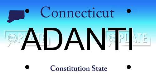 ADANTI Connecticut License Plate