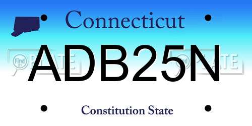 ADB25N Connecticut License Plate