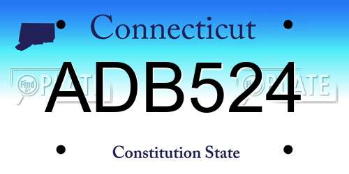 ADB524 Connecticut License Plate