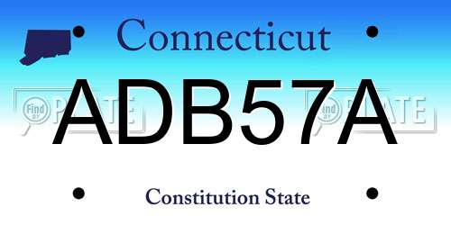 ADB57A Connecticut License Plate