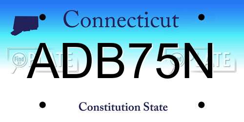 ADB75N Connecticut License Plate