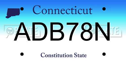 ADB78N Connecticut License Plate