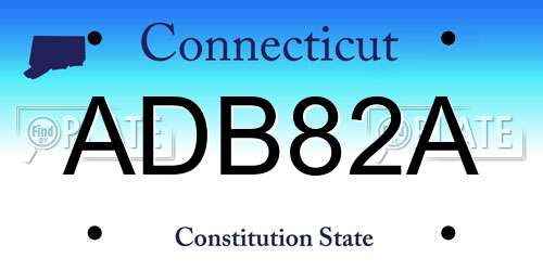 ADB82A Connecticut License Plate