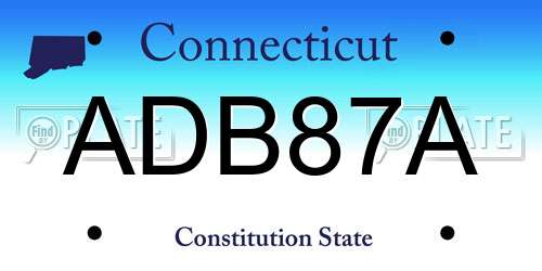 ADB87A Connecticut License Plate
