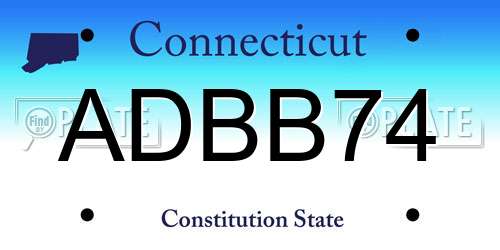 ADBB74 Connecticut License Plate
