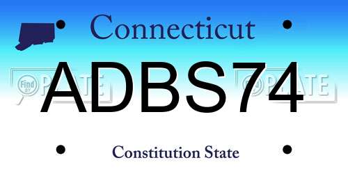 ADBS74 Connecticut License Plate