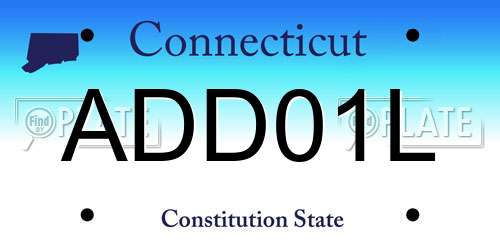 ADD01L Connecticut License Plate