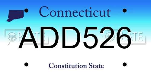ADD526 Connecticut License Plate