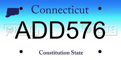 ADD576 Connecticut License Plate