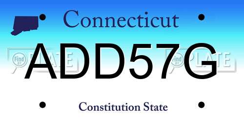 ADD57G Connecticut License Plate