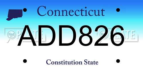 ADD826 Connecticut License Plate