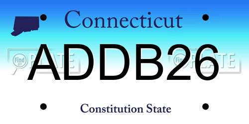 ADDB26 Connecticut License Plate