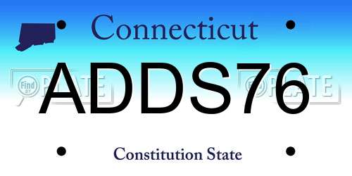ADDS76 Connecticut License Plate