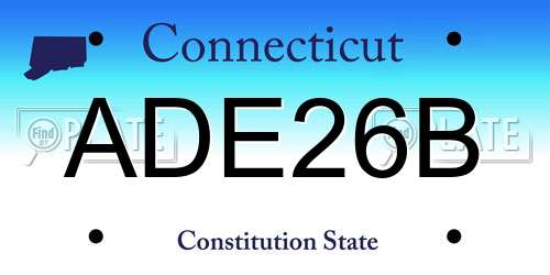 ADE26B Connecticut License Plate