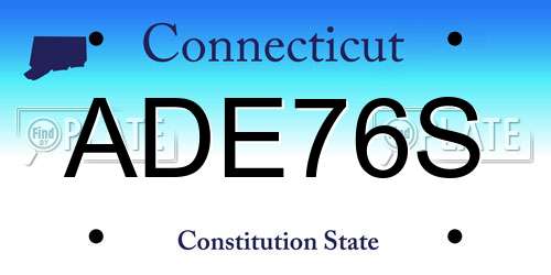 ADE76S Connecticut License Plate