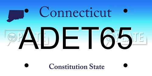 ADET65 Connecticut License Plate
