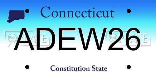ADEW26 Connecticut License Plate