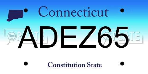 ADEZ65 Connecticut License Plate