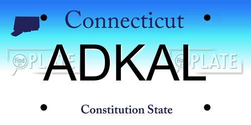 ADKAL Connecticut License Plate