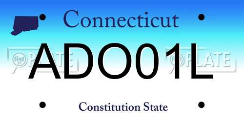 ADO01L Connecticut License Plate