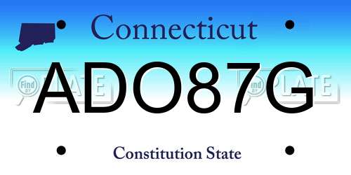 ADO87G Connecticut License Plate