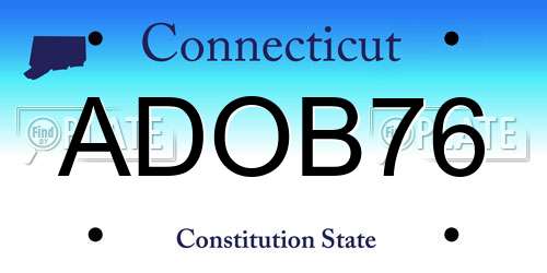 ADOB76 Connecticut License Plate