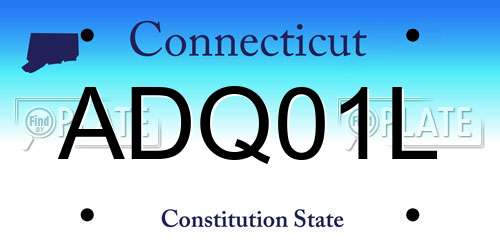 ADQ01L Connecticut License Plate