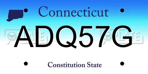 ADQ57G Connecticut License Plate