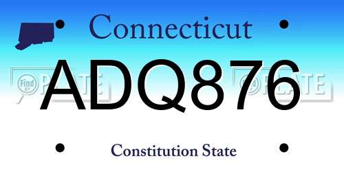 ADQ876 Connecticut License Plate