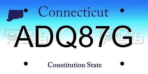 ADQ87G Connecticut License Plate