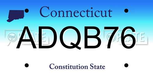 ADQB76 Connecticut License Plate