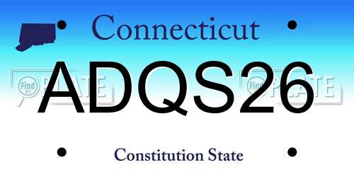 ADQS26 Connecticut License Plate
