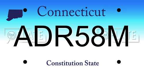 ADR58M Connecticut License Plate