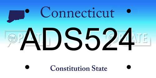 ADS524 Connecticut License Plate