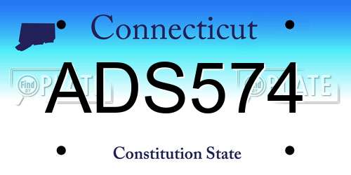 ADS574 Connecticut License Plate