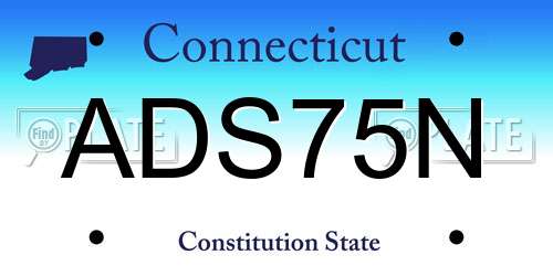 ADS75N Connecticut License Plate