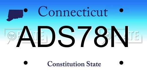 ADS78N Connecticut License Plate