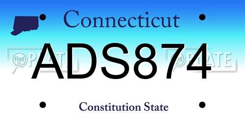 ADS874 Connecticut License Plate