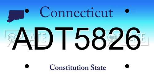 ADT5826 Connecticut License Plate