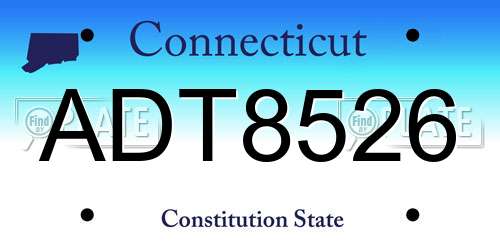 ADT8526 Connecticut License Plate