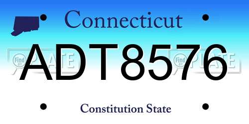 ADT8576 Connecticut License Plate