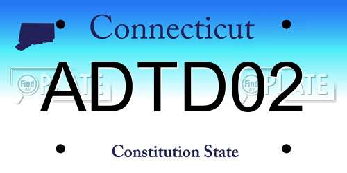 ADTD02 Connecticut License Plate