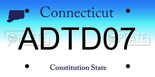 ADTD07 Connecticut License Plate