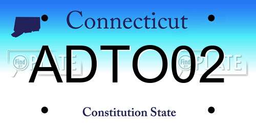ADTO02 Connecticut License Plate
