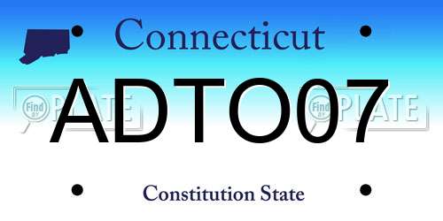 ADTO07 Connecticut License Plate