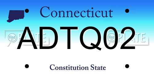 ADTQ02 Connecticut License Plate