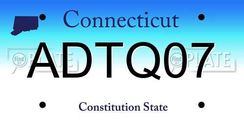 ADTQ07 Connecticut License Plate