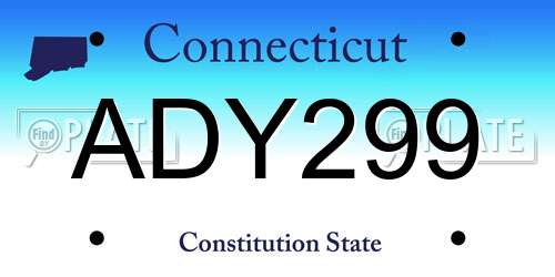 ADY299 Connecticut License Plate