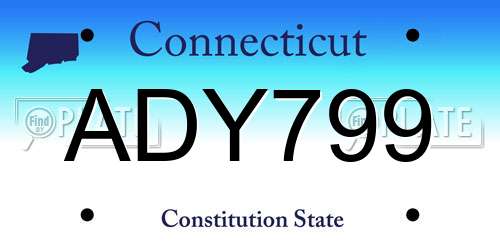 ADY799 Connecticut License Plate