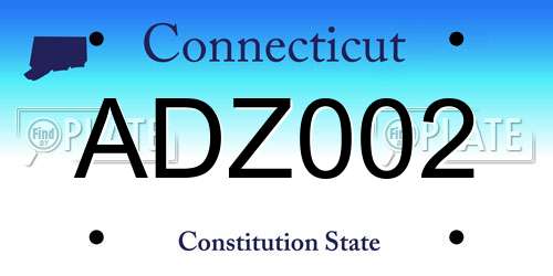 ADZ002 Connecticut License Plate